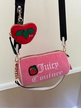 Juicy Couture Pink Barrel Crossbody with Strawberry Coin Pouch